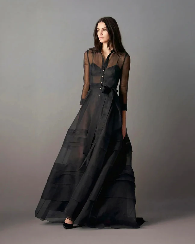 Black sheer formal evening dress
