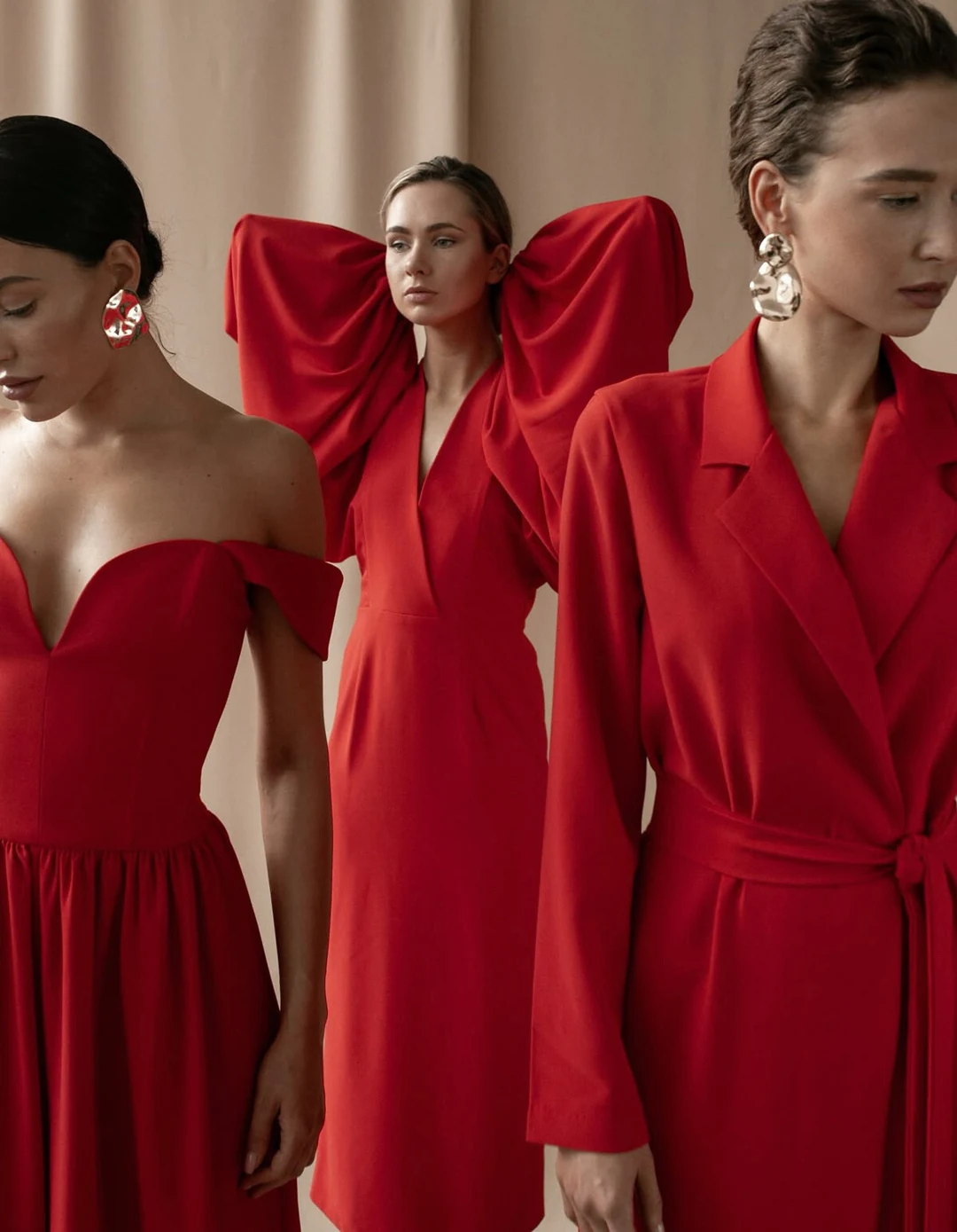 Editorial red tailored womenswear collection